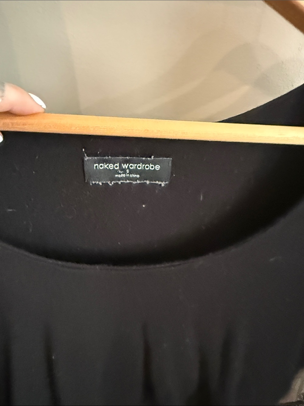 Naked Wardrobe Black Long-Sleeve Cropped Scoop Top - Picture 3 of 3